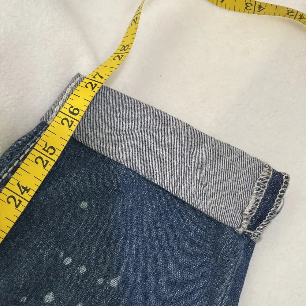WallFlower Jeans Women’s 7 Blue Skinny Stretch Contrast Selvage Cuff Distressed